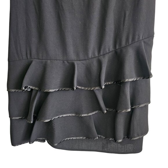 Julie Brown Size 12 Ruffle Black Dress Classic Minimal Timeless Sleeveless - Picture 6 of 7